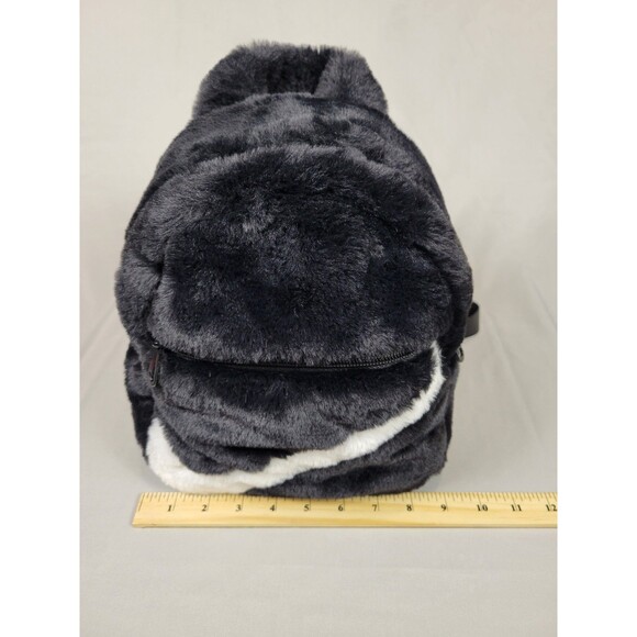 Nike Futura 365 Faux Fur Mini Backpack Black with White Swoosh Nike Purse Bag - Picture 12 of 12